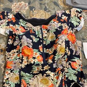 Navy Floral Women's One Piece Swimsuit